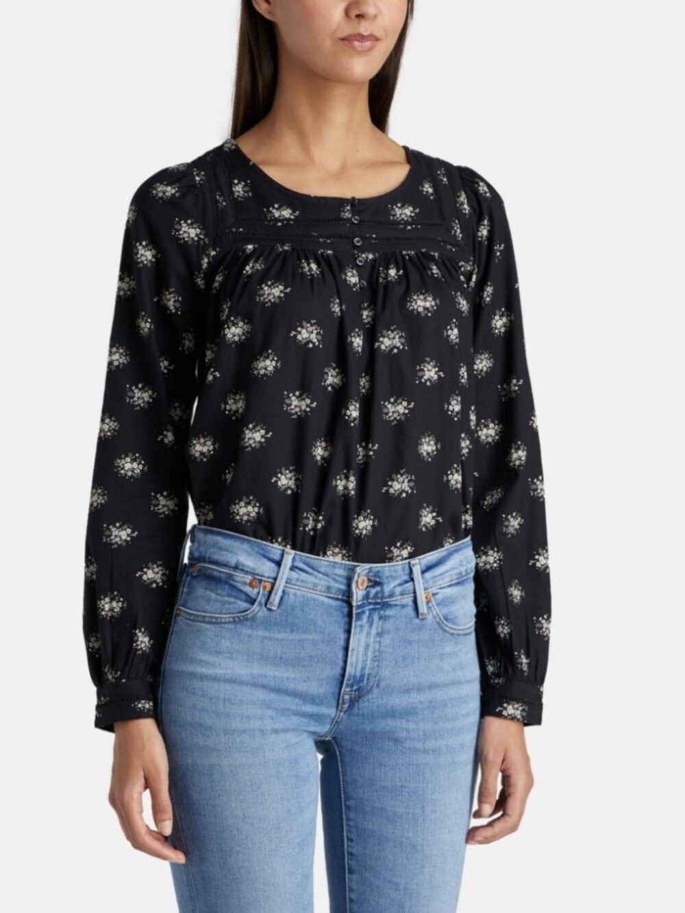 Levis Mietra Cotton Floral Blouse XS Black